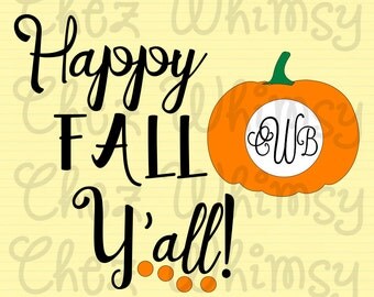 Pumpkin SVG, Monogrammed Pumpkin SVG, Fall Design, Fall Pumpkins, Happy Fall Y'all, Fall Svg