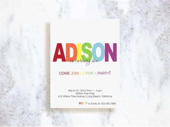 Items similar to Spring Rainbow Invitations - Choose Your Colors on Etsy