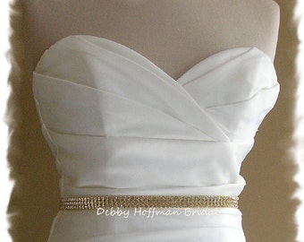 Gold Wedding Belt, Gold Jeweled Bridal Sash, Thin Rhinestone Gold Wedding Sash, Gold Crystal Bridal Belt, Gold Bridesmaid Belt, No. 6003SG