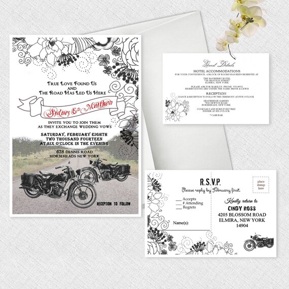 Motorcycle Wedding Invitations Bike Themed Invitation
