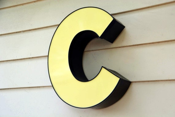 Vintage Marquee Sign Letter Capital #39 C #39 : Light Pastel