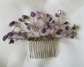 Amethyst hair comb accessory