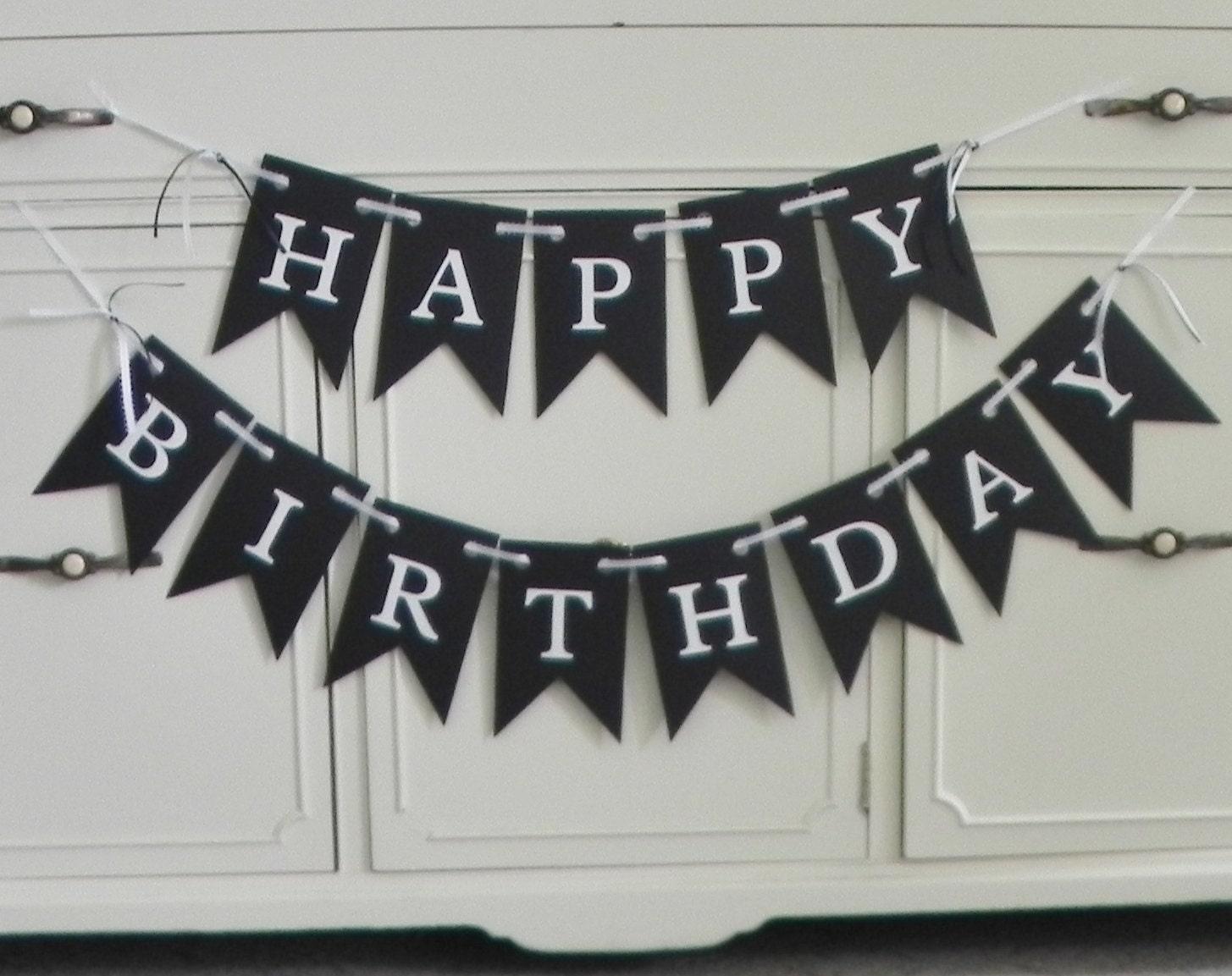 Black and White Happy Birthday Banner by BlondiesBitsnBobs on Etsy