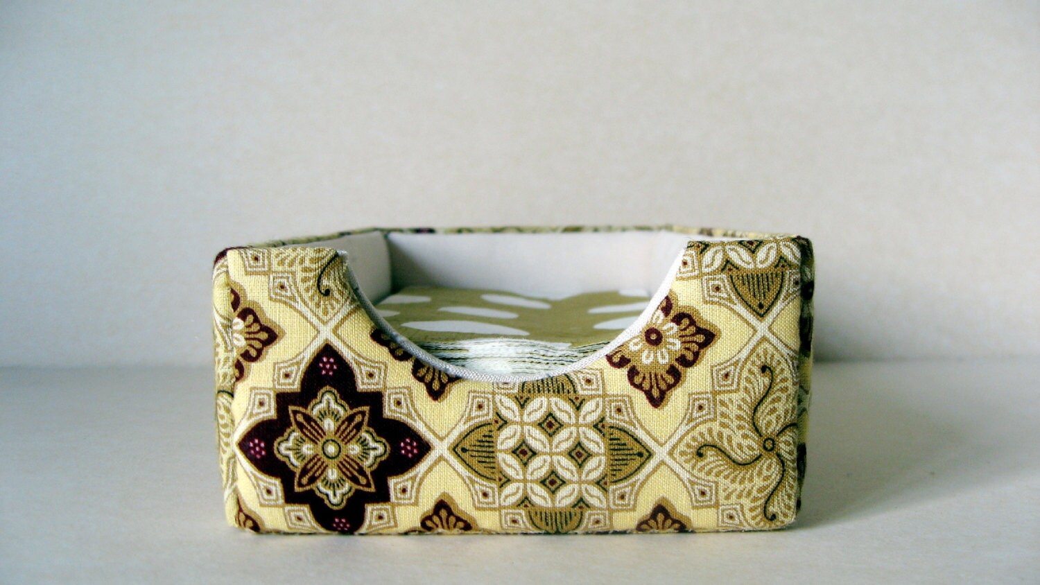 Handmade fabric covered napkin holder serviette box