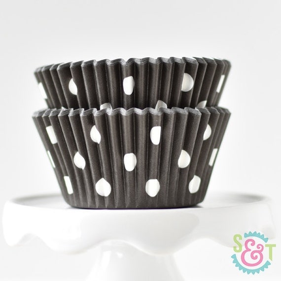 Dot Black BakeBright GREASEPROOF Baking Cups Cupcake Liners | ~30 Il_570xn
