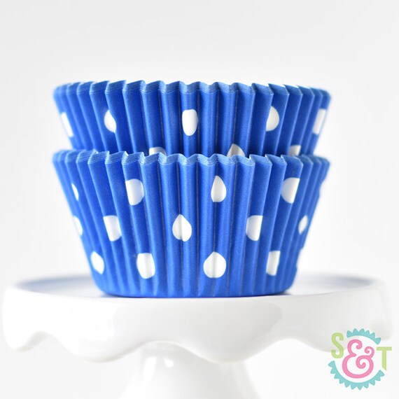 Dot Blue BakeBright GREASEPROOF Baking Cups Cupcake Liners | ~30 Il_570xn