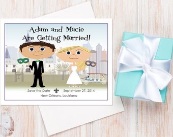 New Orleans Save the Dates — Available as Card or Magnet! New Orleans Wedding Invitation, Mardi Gras Wedding, Destination Wedding