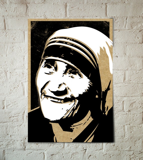 Mother Teresa Portrait Art Print Illustration Poster size