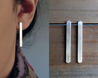 long bar earrings / minimalist earrings / stainless steel earrings / dainty earrings / edgy earrings / bar studs
