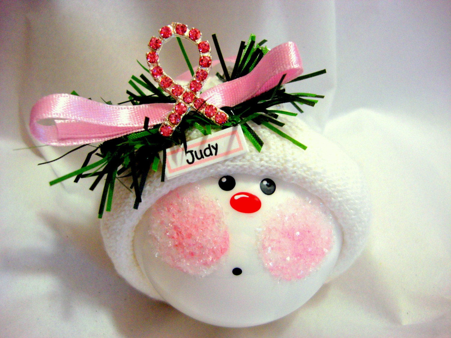 Breast Cancer Survivor Gift Christmas Ornaments Pink Crystal