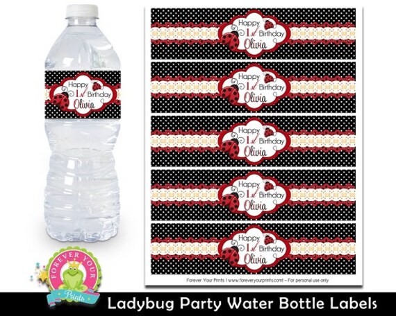 Ladybug Bottle Labels - Ladybug Bottle Wraps - Girls Ladybug Party - Ladybug Birthday - Ladybug Printables - Ladybug Party Favors Il_570xn