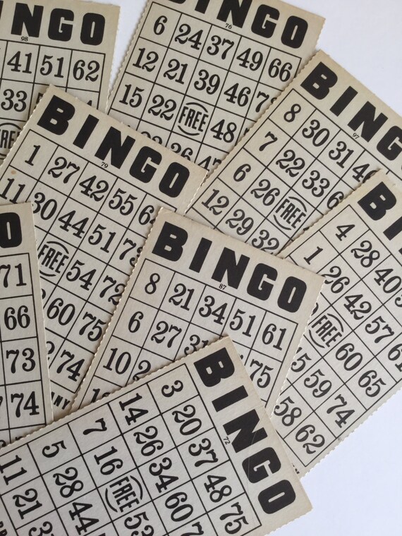 lot 4 vintage bingo cards black white by annafilomena on Etsy