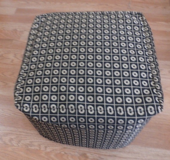 CUBE Ottoman Slip Cover 14x14x14 inches Circles Mid Century