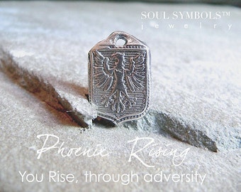 Handmade Wax Seal Jewelry PHOENIX RISING, Wax Seal Necklace, Message Jewelry for Men Symbolic Talisman Amulet, Rise From the Ashes Jewellery