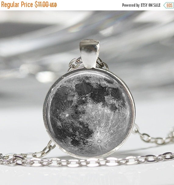 ON SALE Full Moon Necklace Astronomy by MissingPiecesStudio