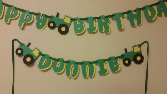 John Deere Tractor Inspired Happy Birthday Banner by thepapercubby