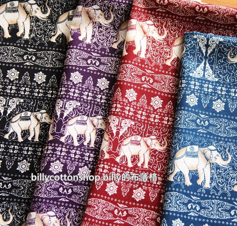 w876_55 elephants fabrics Cotton linen by