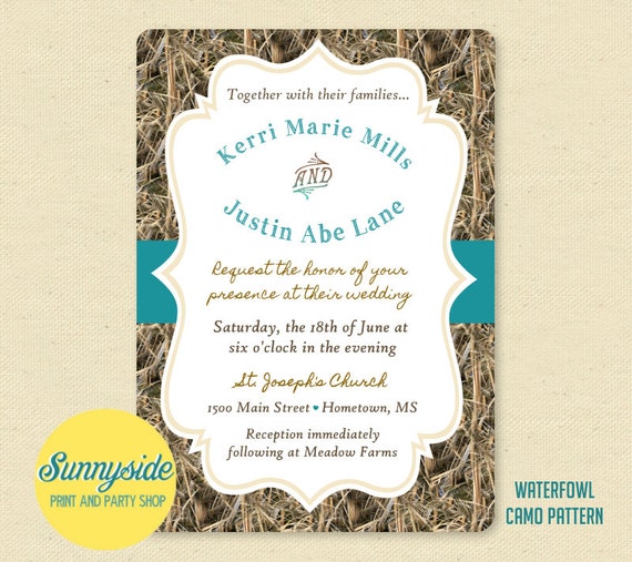 Printable Camo Wedding Invitation, The Hunt is Over Camouflage Wedding Invite & RSVP - Any color Il_570xn