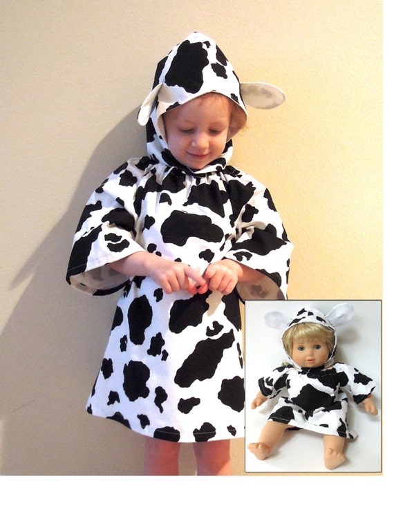 Toddler Girl Cow Halloween Costume Size 3T Peasant Dress and