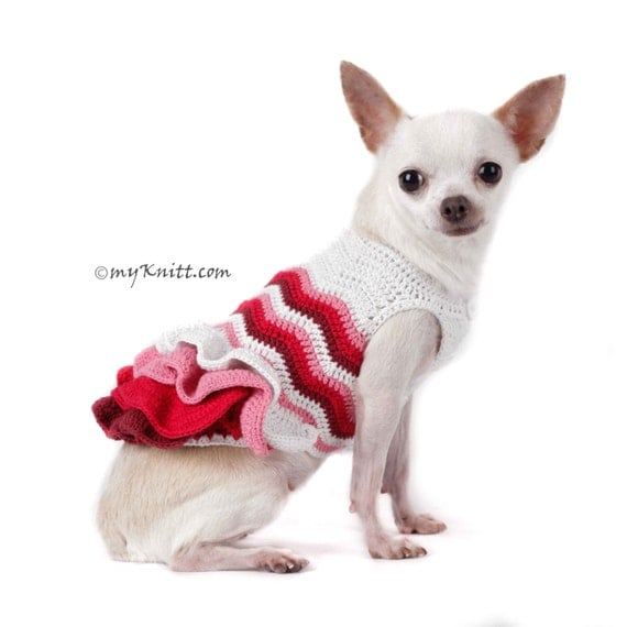 Bohemian Pink Peach Dog Dress Cute Dog Clothes Wavy Chihuahua