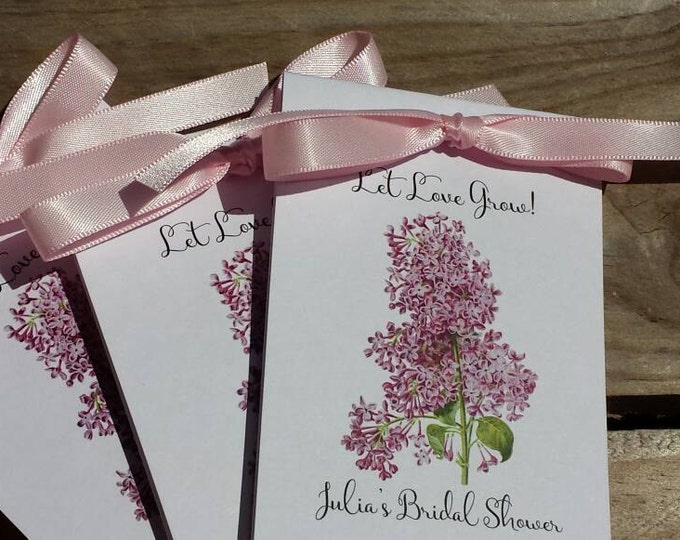 Vintage Pink Lilac Lilacs Design Wedding Favors w/ Wildflowers Seed Packets Personalized Bridal Shower Favors Engagement Party ~ Reception