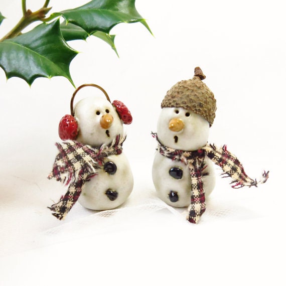 Ceramic Snowman Ornament / ONE Handmade Pottery by TuppersPerch