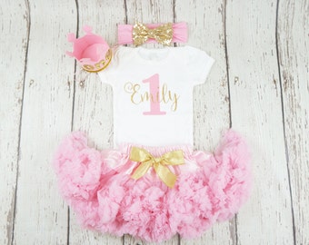 girl birthday outfit, pink birthday outfit, first birthday, gold glitter shirt, 1st birthday shirt, 1st birthday girl outfit, pink and gold