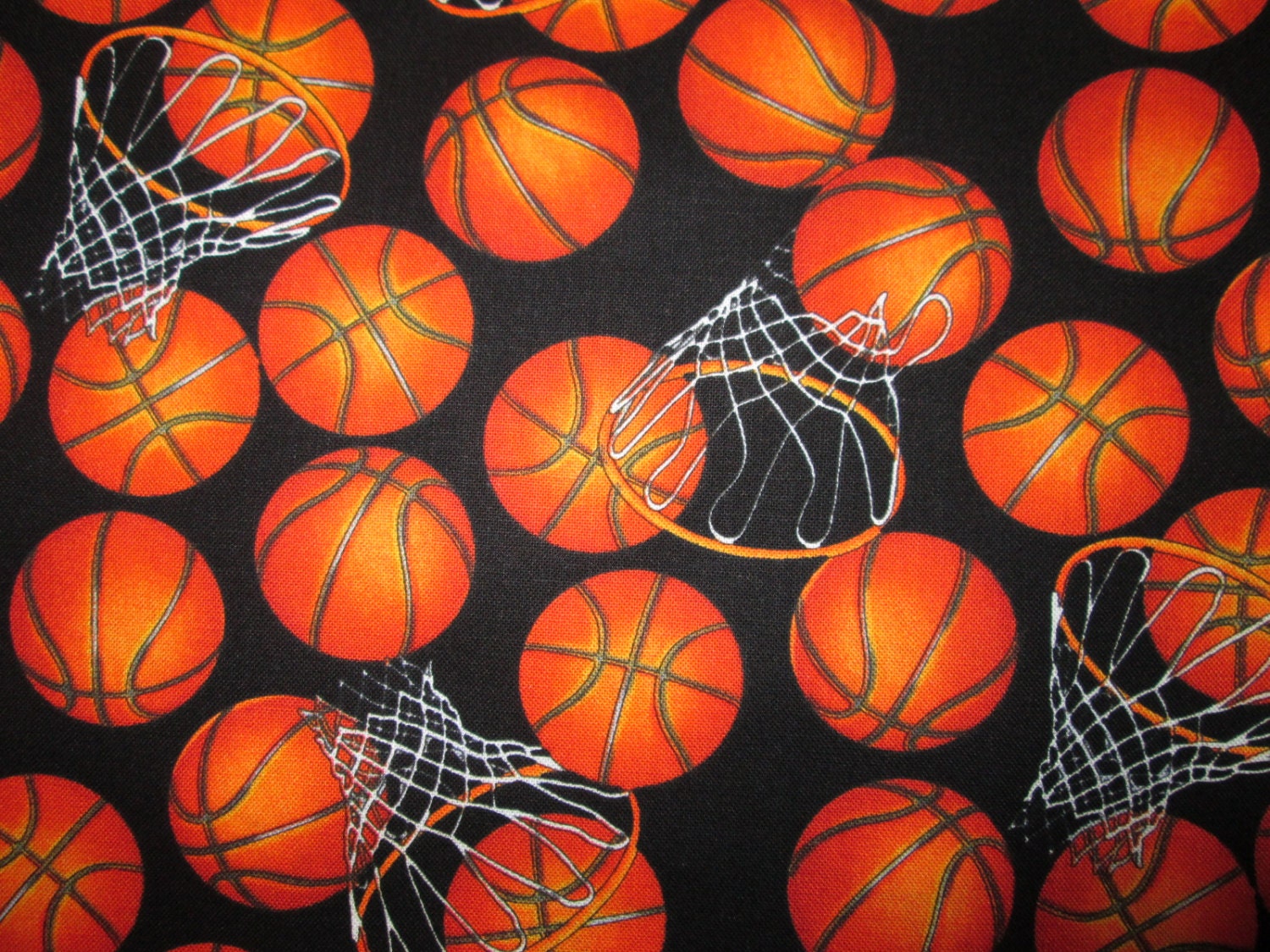 Basketball With Hoop Black Cotton Fabric Fat Quarter Or Custom
