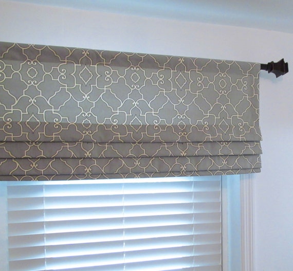 Faux Roman Shade Lined Roman Valance Geometric Print