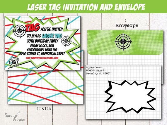 Laser Tag Party 4x6 Or 5x7 Printable Invitation And