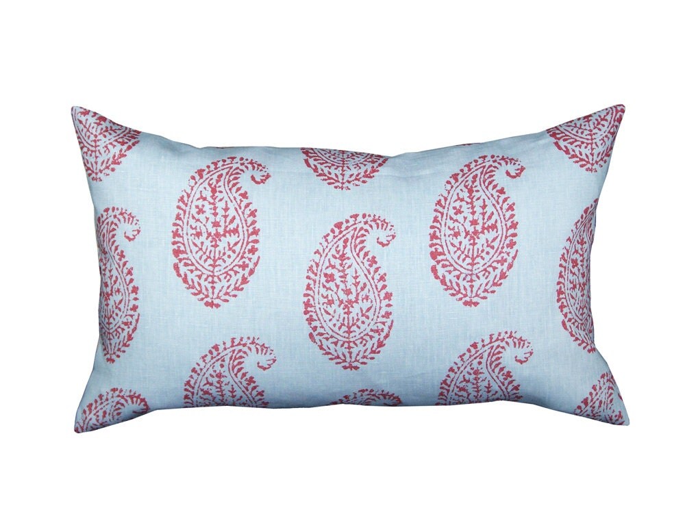 Kashmir Paisley lumbar pillow cover in Red/Blue