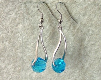 Crystal Earrings - Aqua Blue
