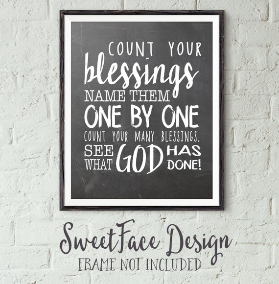 Count Your Blessings print chalkboard print art by SweetFaceDesign