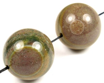 GREAT SALE - was 6.49 - Ocean Jasper Large Round Bead - 16mm - 2 Pieces - B5022