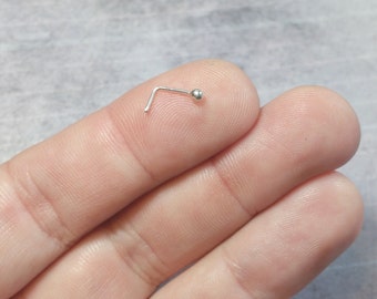 Sterling Silver Nose Ring - L Shaped Nose Ring - 2mm Silver Nose Stud - Sterling Silver Nose Ring - Silver Nose Bone