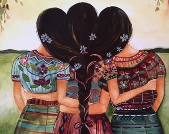 Guatemalan sisters art print