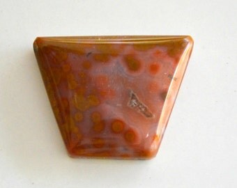 Ocean jasper designer cabochon. trapezoid pink and yellow 25 x 19.6 x 6.2