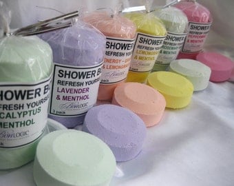 SHOWER BOMBs PK of 3 - ReFresh Yourself - Aromatherapy: Lavender, Energy, Eucalyptus, Rosemary Mint, Peppermint, Lemongrass, Jasmine n More