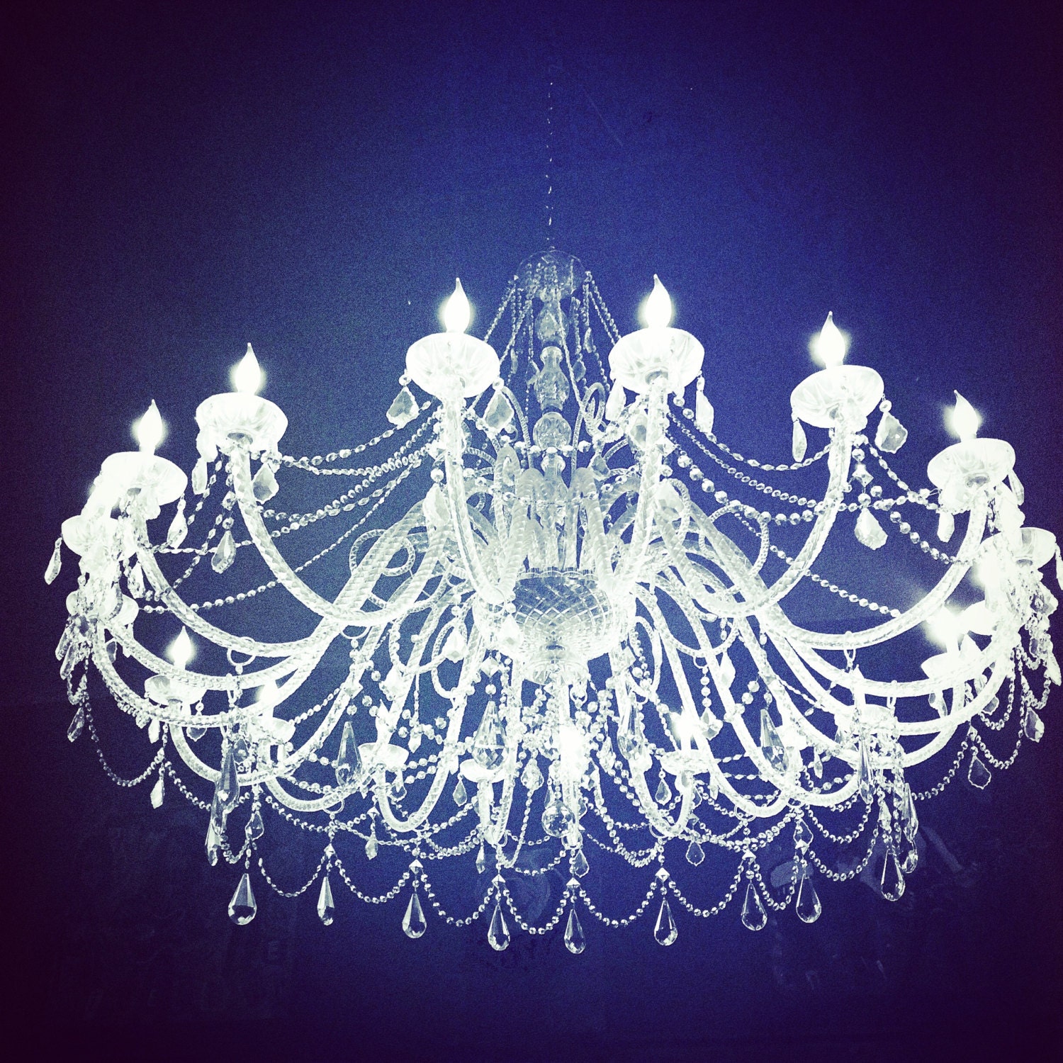 Glam Art Print Romantic Black and White Chandelier Wall Art