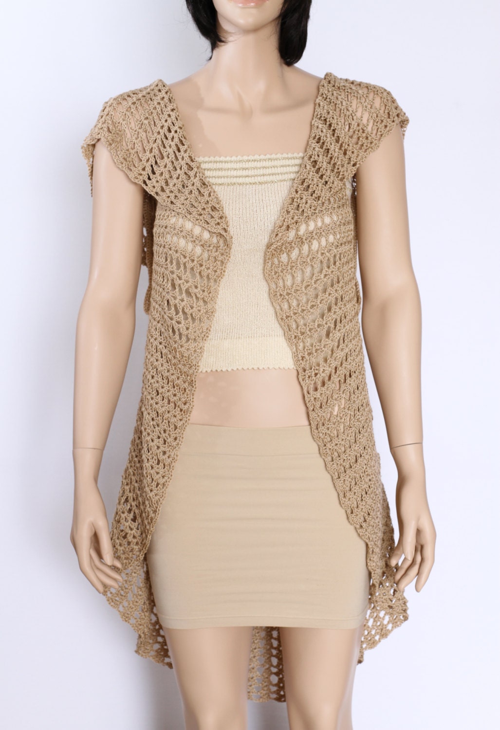 Crochet Pattern Lace Long Bohemian Vest Circular Vest von etty2504