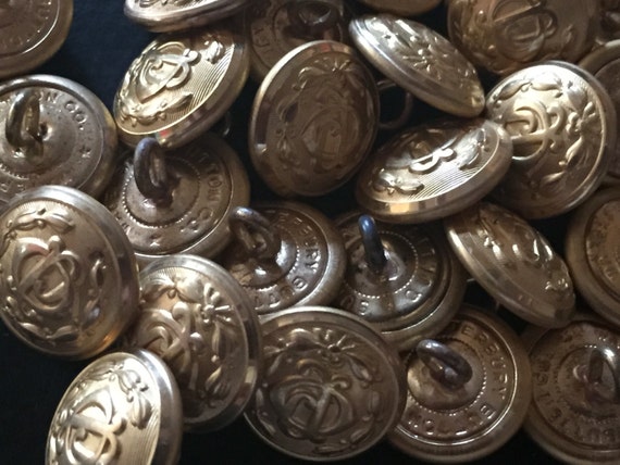 POLICE BUTTONS - Brass - Vintage - Set of Six (6) buttons - WATERBURY ...