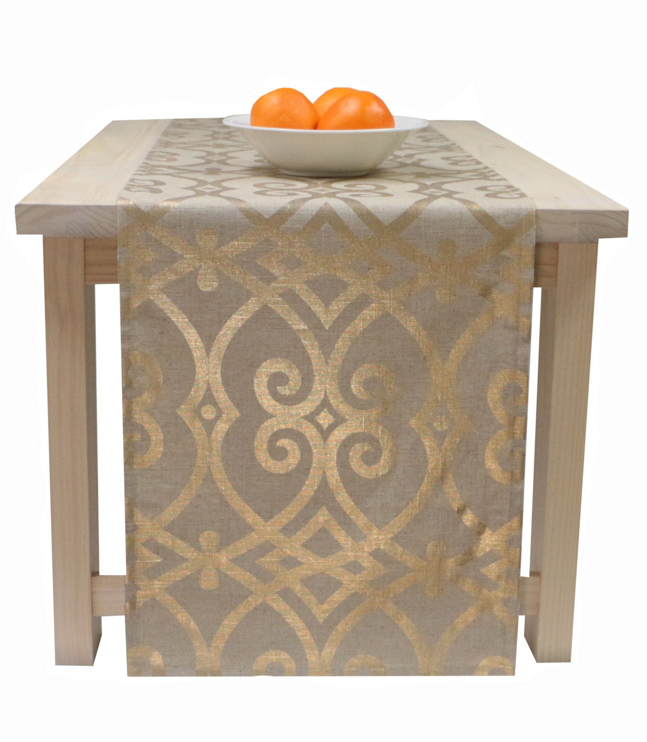 Gold and Beige Table Runner Table Runner by TheFabricAffair