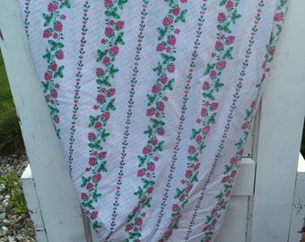 Vintage, sheet, twin, fitted, floral, red pink, flowers and green leaves, polka dots, stripes, bedding, fitted sheet, fitted, lady pepperell
