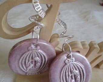 Boucles d'oreilles en céramique "Cage pour oiseaux"