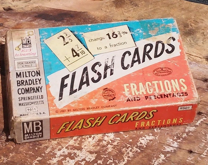 Vintage Fraction Flash Cards - School Flash Cards