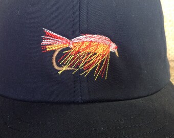 Fly Fishing custom made cotton twill cap. Custom made to order, any size, leather or cotton sweatband