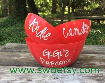 Personalized POPCORN Bowl Set, Mothers Day Gift, Fathers Day Gift, Hostess Gift