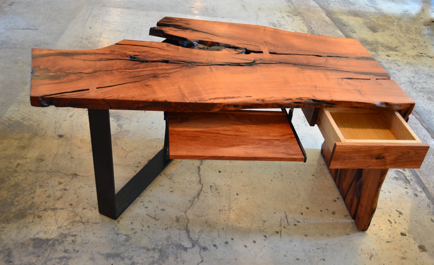 Live Edge Desk Mesquite Wood Desk Wood Slab Desk Custom