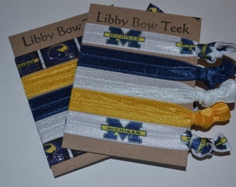 Choose One Set of Five Hair Ties University of Michigan Wolverines Elastic U of M