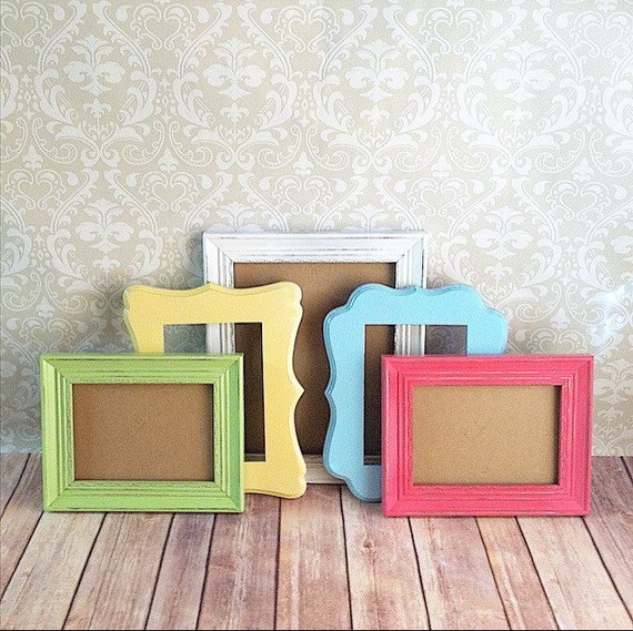 Bright PICTURE FRAMES curvy frames candy colors shabby
